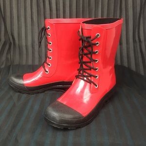 Electric Karma Red Rubber Rain Boots